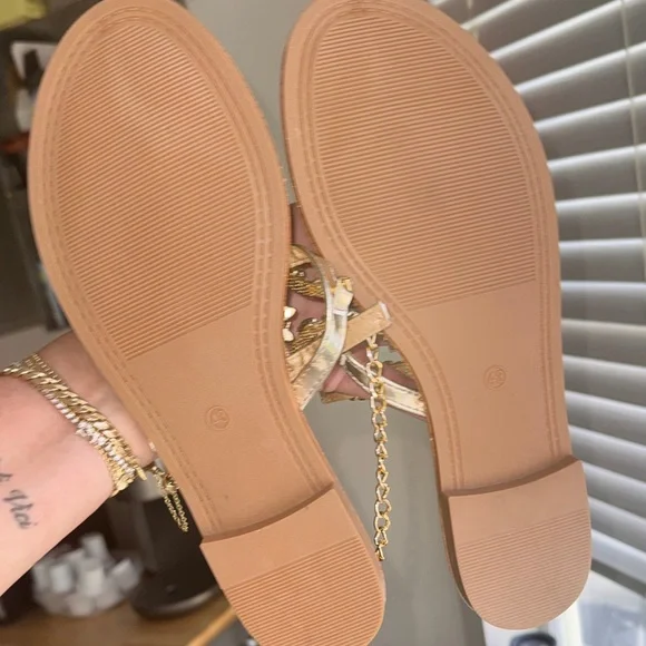 New Sandals Jeweled Bling Ankle Bracelet Slides 43 BRAND NEW Women's Size 12 - Picture 8 of 10